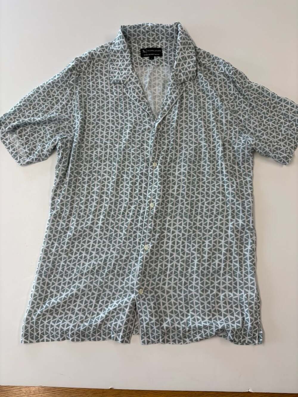 Tailored Athlete Doodle Geo Print Shirt Size L Grey White SS